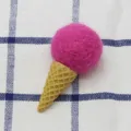 Pink felt ice cream ball cone DIY craft accessory for children hair clips and decorations. - Rose Red