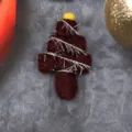 Brown wool felt Christmas tree pendant, 3D hanging ornament for holiday party decor. - Coffee