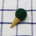 Ice cream felt ball cone DIY accessory for hair clips and holiday decoration - Dark Green