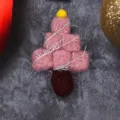 Felt Christmas tree pendant wool craft DIY decoration ornament holiday party hanging gift - Light Pink