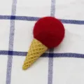 Cute ice cream DIY hair accessory red wool ball waffle cone craft decoration parts for kids - Burgundy