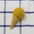 DIY ice cream cone craft accessory with yellow wool felt ball for kids hair clips and decor. - Turmeric