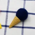 Blue wool ball ice cream cone charm DIY craft accessory for children hair clips decor - Navy Blue