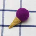 Purple felt ball ice cream cone DIY accessory for hair clips, Christmas tree and craft decor. - Deep purple