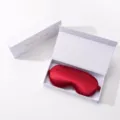Double-sided imitation silk sleep eye mask with luxury white gift box for travel office. - Gift Box / Burgundy