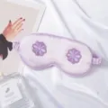 Lavender silk sleep mask with 3d floral embroidery, breathable and comfortable for travel and home use. - Light Purple