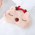 Cute Christmas reindeer plush sleeping mask, soft breathable eye shade for travel and nap. - Red Nosed Reindeer