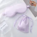Lightweight purple silk sleep mask with matching storage pouch, soft portable travel eye cover. - Light Purple