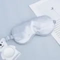 Double sided silk sleep mask with elastic strap for travel nap and night shading comfort. - Silver Gray