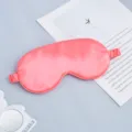 Pink silk sleep mask with elastic strap, smooth and comfortable for travel and rest. - Watermelon red