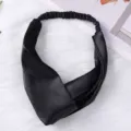 Schwarzes Satin-Haarband mit Twist, breites elastisches Haarband für das tägliche Make-up. - Schwarz