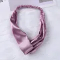 Satin breites Haarband für Damen, elegantes lila seidenartiges Twist Stirnband zum Gesicht. - Taroviolett