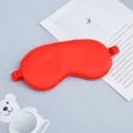 Red silk-like sleeping eye mask with elastic band, comfortable blackout travel blindfold for rest. - Red