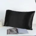 Federa per cuscino in raso di seta nera, copricuscino monocolore stile busta morbido e comodo. - 72cm*47cm / Nero