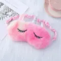 Plush gradient unicorn sleep eye mask cute cartoon shading blindfold for women - Metallic Rose Red