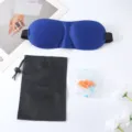3D contoured sleep eye mask with storage pouch and earplugs comfortable blocking light set - Eye Mask With Pouch And Earplugs / Sapphire Blue