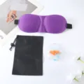 3D Sleep Eye Mask Set Breathable Light Blocking Travel Blindfold with Pouch and Earplugs - Eye Mask With Pouch And Earplugs / Purple