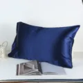 Federa per cuscino in seta imitazione tinta unita morbida doppio lato satin blu scuro - 72cm*47cm / Blu navy