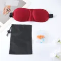 3D Contoured Sleep Mask Red Color with Black Storage Pouch and Soft Earplugs Set - Eye Mask With Pouch And Earplugs / Burgundy