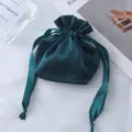 Dunkelgrüner Satin Kordelzug Beutel Schmuck Geschenk Verpackung Aufbewahrungsbeutel - Dunkelgrün