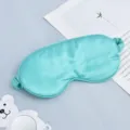 Silk eye mask for sleeping, block light, elastic strap, comfortable travel rest accessory in sky blue. - Green
