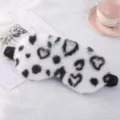Maschera per dormire in peluche motivo leopardo cuore morbido soffice per il relax a casa - Cuore / Bianco