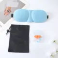 3D Konturierte Schlaf-Augenmaske mit Aufbewahrungstasche und weichen Ohrstöpseln für Reisen - Schlafmaske Mit Beutel Und Ohrstöpsel / Himmelblau