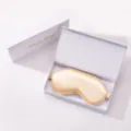 Gold silk eye mask in white gift box, soft shading sleep mask for travel and office rest. - Gift Box / Gold