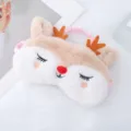 Cute Christmas Reindeer Plush Sleep Mask Soft Cartoon Eye Shade for Travel Nap Rest. - Pink Plush Deer