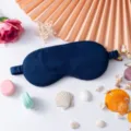 Dunkelblaue schlafmaske, weiche atmungsaktive baumwolle augenbinde für reise schlaf blickdicht. - Marineblau