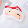 Cute Christmas plush sleep mask with soft fur trim, comfortable elastic band for travel. - Red Hat Santa
