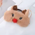 Plush reindeer sleeping mask cute cartoon eye cover soft fluffy shading blindfold for nap travel - Warm Brown Red-Nosed Reindeer