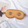 Silk Sleep Eye Mask 3D Flower Embroidery Breathable Comfortable Shade Mask for Travel Home - Brown