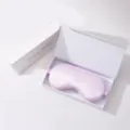 Pink silk eye mask in luxury gift box, soft sleep mask for travel, office, and night rest. - Gift Box / Light Purple