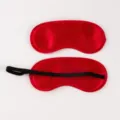 Red satin sleep mask, solid color breathable shading eye shield for travel and rest. - Red