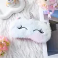 Diseno de mascara de sueno de unicornio de felpa con pestanas bordadas y textura suave - Pestañas Curvas Azul Brillante