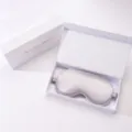 Silver imitation silk sleep eye mask with elegant white gift box for travel and office nap. - Gift Box / Gray