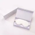 White silk eye mask with luxury gift box packaging, soft and comfortable for sleeping and travel. - Gift Box / Off White