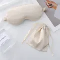 Beige Seiden-Schlafmaske mit Aufbewahrungstasche, weiche leichte atmungsaktive Augenmaske. - Khaki