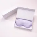 Lavender mulberry silk sleep eye mask set with luxury white magnetic gift box packaging. - Gift Box / Light Blue