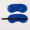 Blue satin sleep mask with black elastic band, soft breathable eye shade for travel relaxation. - Sapphire Blue