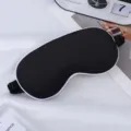 Black silk sleep mask with white piping, soft shading eye cover for comfortable night sleep travel. - Black and White / Standard Packaging