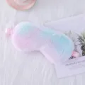 Cute gradient plush sleep mask with elastic strap for comfortable sleeping and travel rest. - Rainbow Green Purple