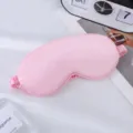 Pink silk sleep mask, soft satin blindfold for comfortable nighttime sleeping and travel. - Pink