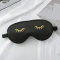 Black silk sleep mask with cute yellow eyelash embroidery, soft shading eye mask for sleeping - Black Bronzing Eyelash