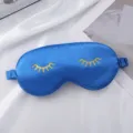 Blue silk sleep mask with gold eyelashes pattern, comfortable shading eye cover for sleeping. - Blue Bronzing Eyelash