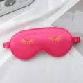 Pink silk sleep eye mask with cute eyelash print, comfortable shading blindfold for travel. - Rose Red Bronzing Eyelash