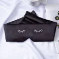 Maschera per dormire in seta nera con ciglia, maschera occhi a doppio strato per riposo a casa. - Nero