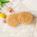 Antifaz de dormir de peluche marron moca suave transpirable mascara para viaje descanso en casa - Caqui