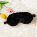 Mascarilla de dormir de felpa negra, antifaz suave y transpirable lindo para viaje y descanso. - Negro